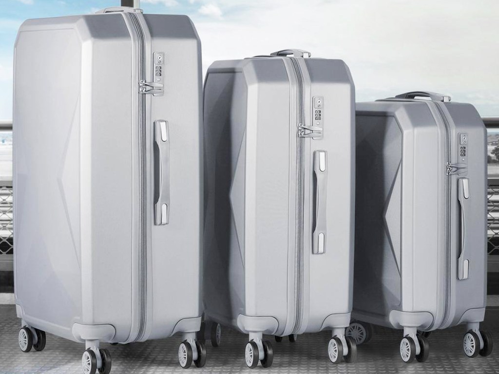 silver 3-piece hardside luggage set