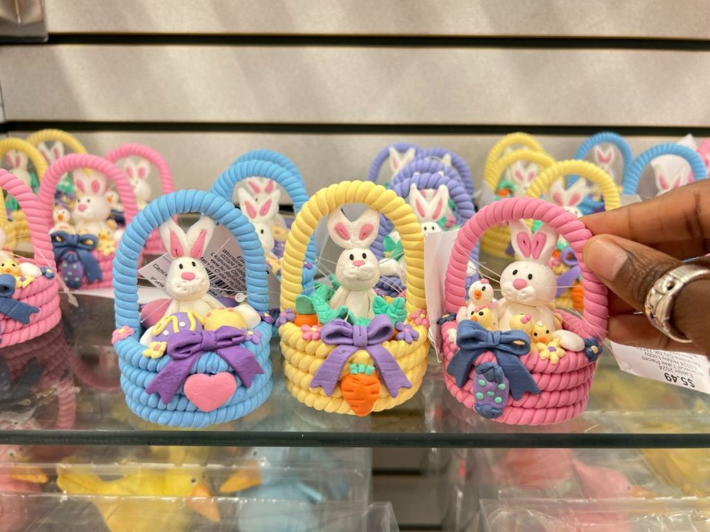 whimsical Easter bunnies in baskets decor