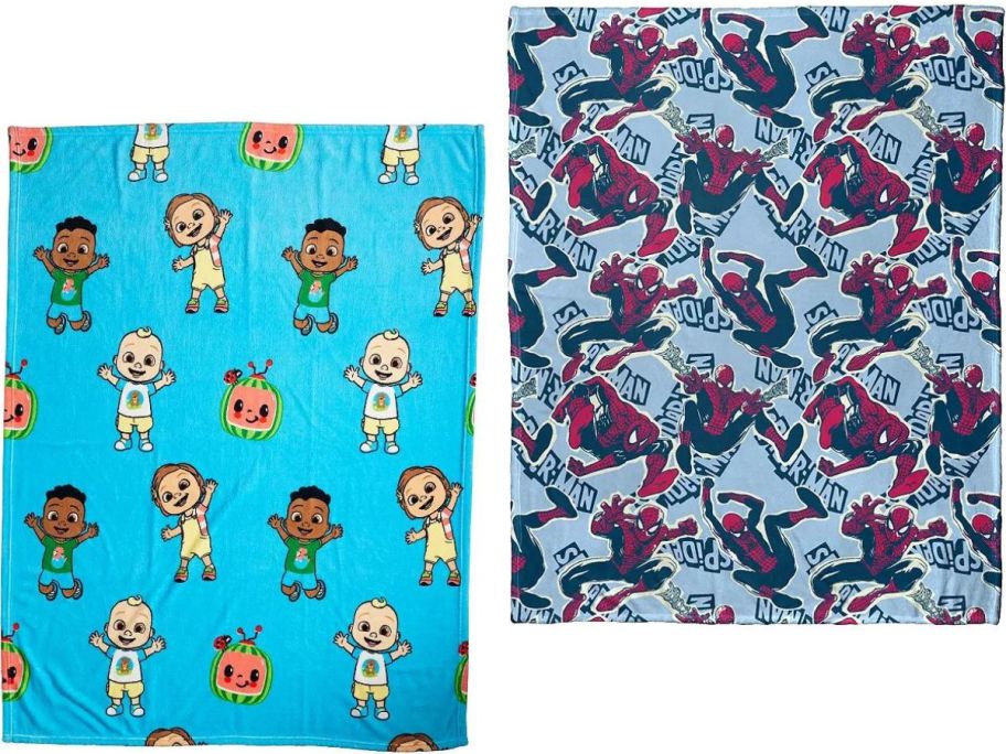 Kohl's The Big One Throw Blanket in Cocomelon and Spiderman print