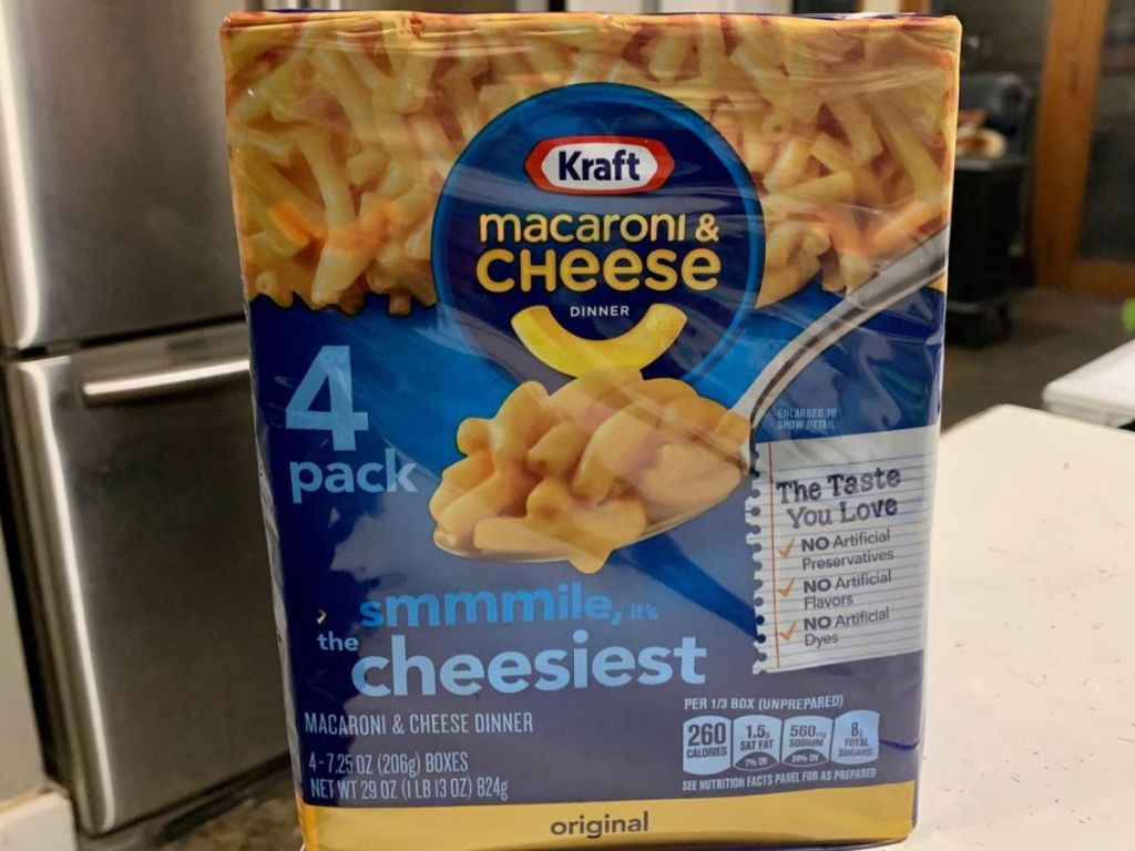 a 4-count pack of Kraft Mac & Cheese