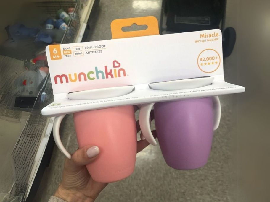 Munchkin Miracle 360 Trainer Sippy Cup w/ Handles 2-Pack in hand in store