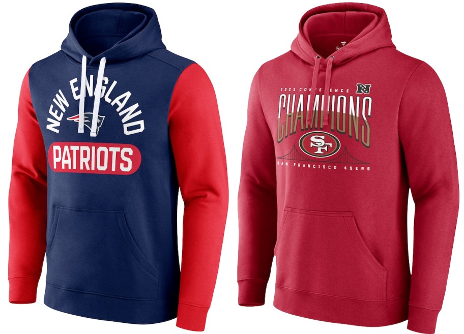 New England Patriots and San Francisco 49ers hoodies
