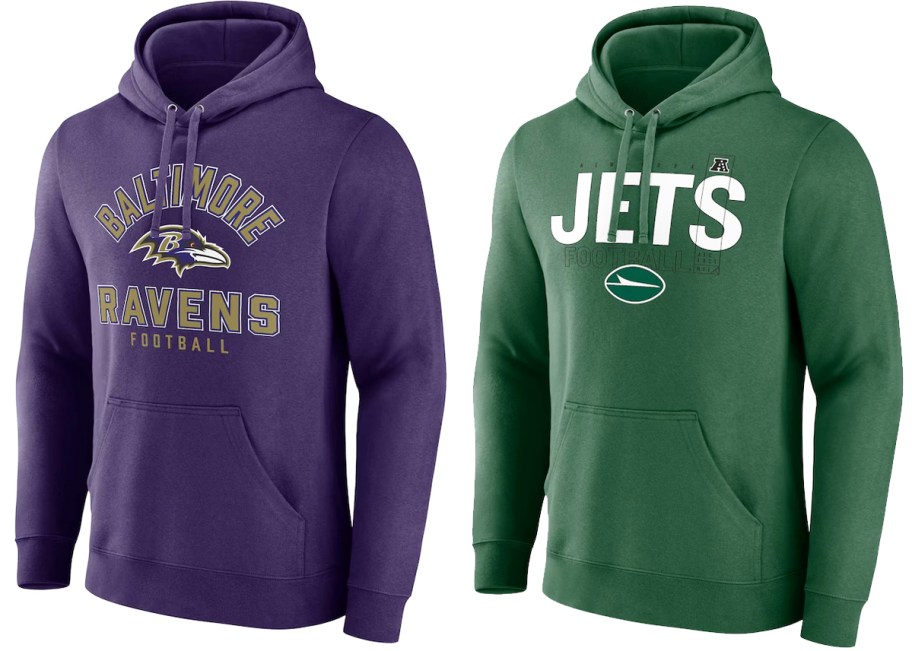 Baltimore Ravens and New York Jets hoodies