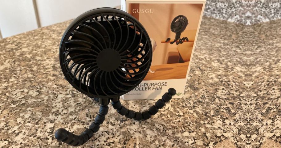 Portable Stroller fan on counter
