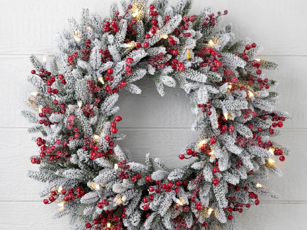 Red Berry Frosted Fraser Fire Foliage - Wreath