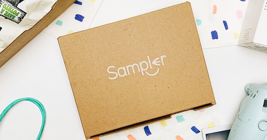 cardboard shipping box that says sampler
