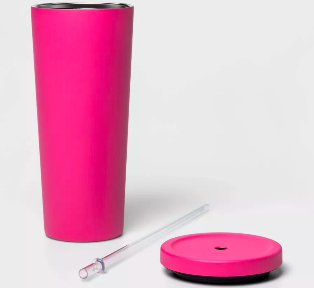 Sun Squad 20oz Stainless Steel Tumbler w/ Straw in Pink