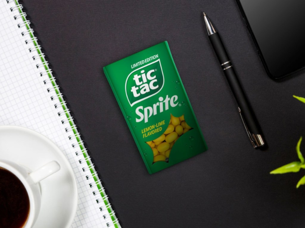 package of Sprite Tic Tacs on desk