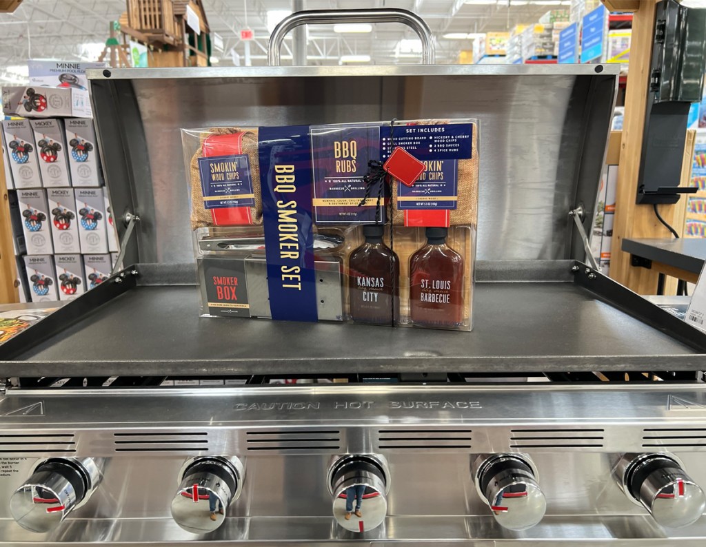 Ultimate BBQ Smoker Set on a grill in Sam's Club