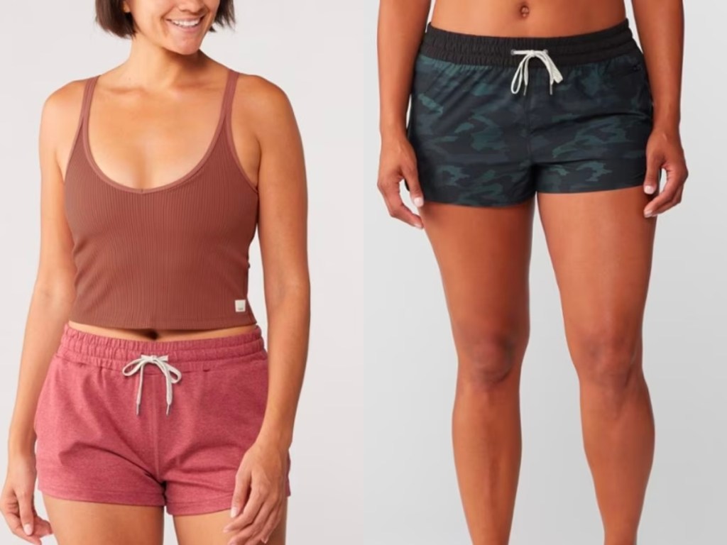 vuori women's rib crop tank top and shorts