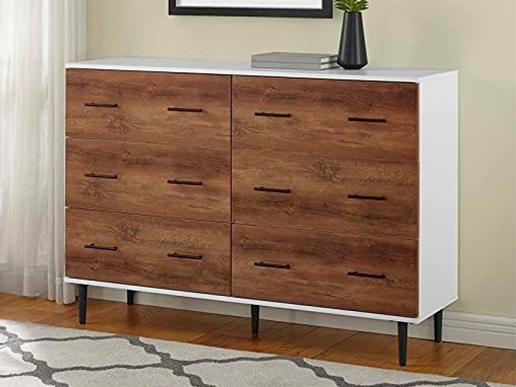 Walker Edison Mila Modern 6 Drawer Storage Buffet