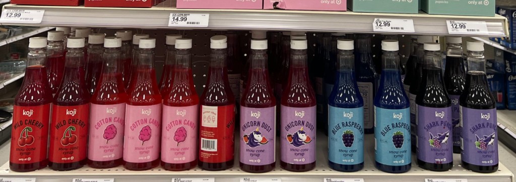 display of Koji Snow Cone Syrup