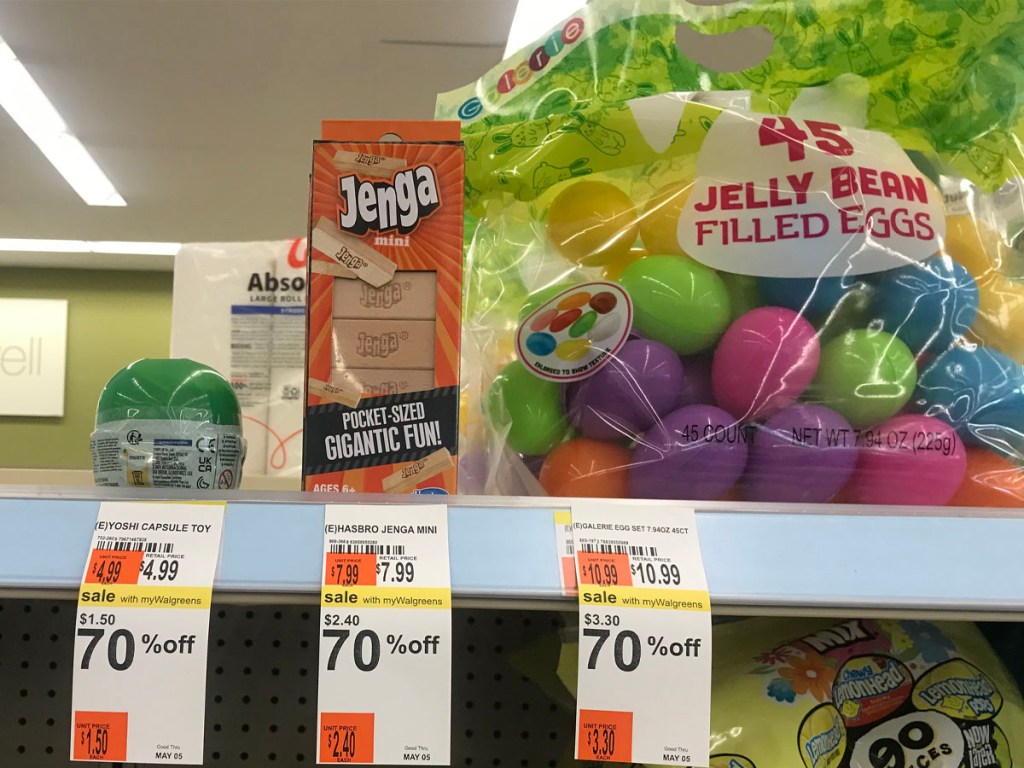 mini jeng and 45 jelly bean filled eggs bag on shelf