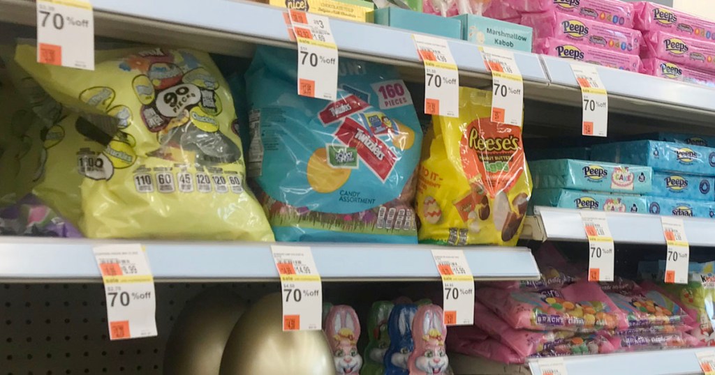 easter candy on shelves in walgreens