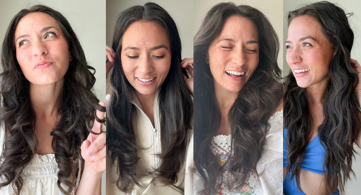 woman with curly, straight, blowout, and wavy hair 