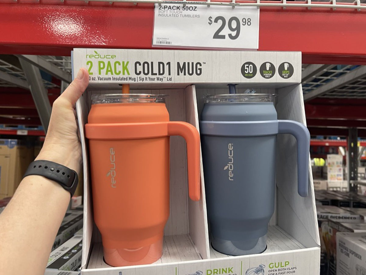 hand holding tumbler two pack 