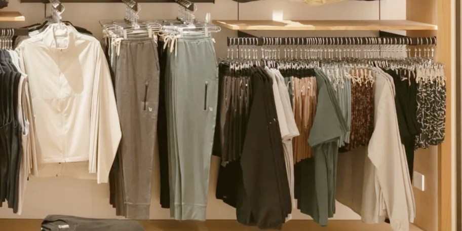 vuori clothes hanging in store