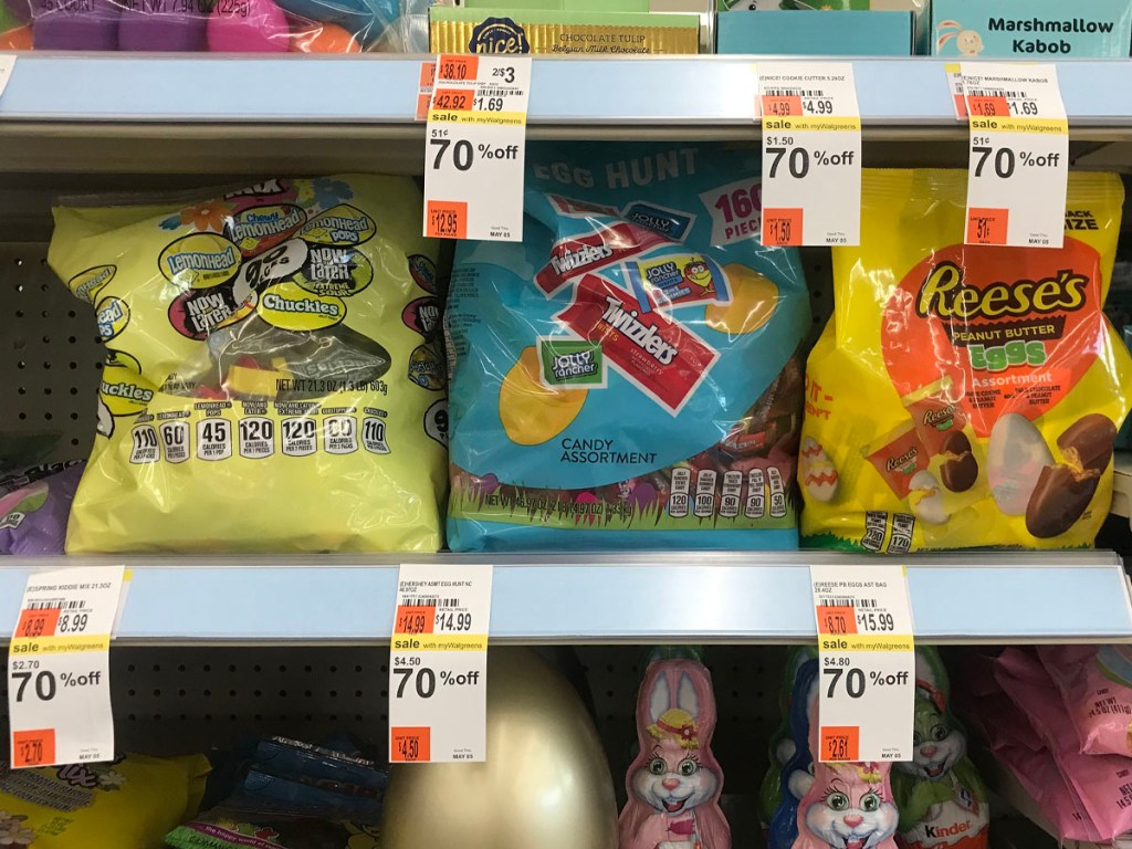 easter candy on shelves in walgreens