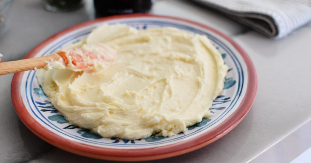 whipped up brie spread on a plate