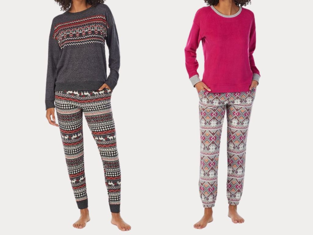 Cuddl Duds Women's Sweater Knit Crewneck Pajama Sleep Set and Cuddl Duds Women's 3-pc. Stretch Fleece Pajama & Headband Set