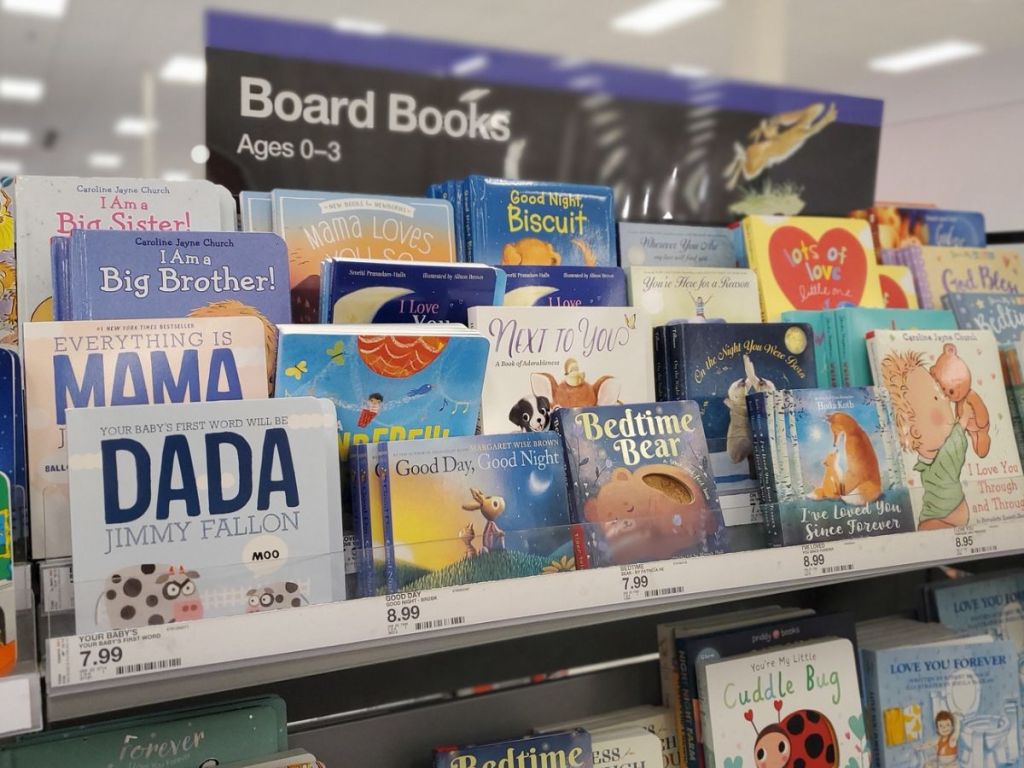 Shelf of children's board books at Target