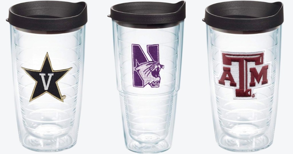 vanderbilt, northwestern, and texas a&m tervis tumblers