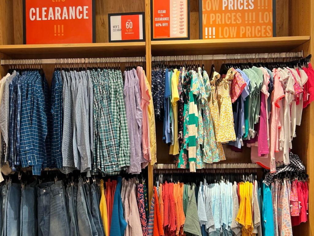 Display of clearance items at J. Crew Factory