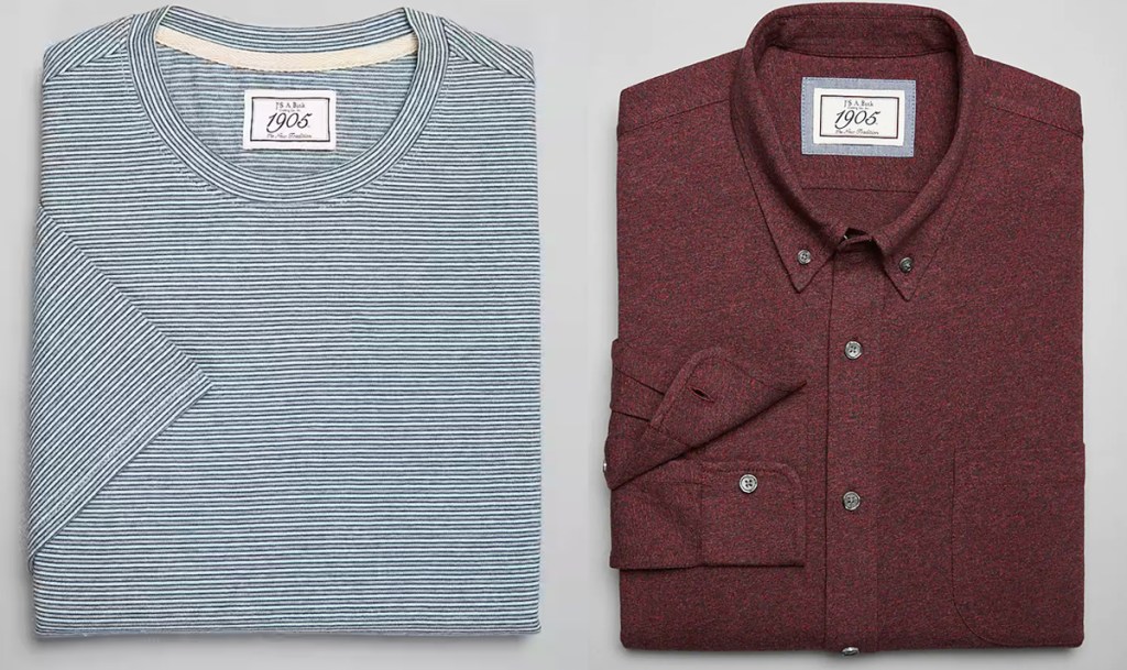 folded blue and red men's shirts