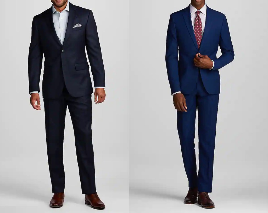 two men in black and blue suits