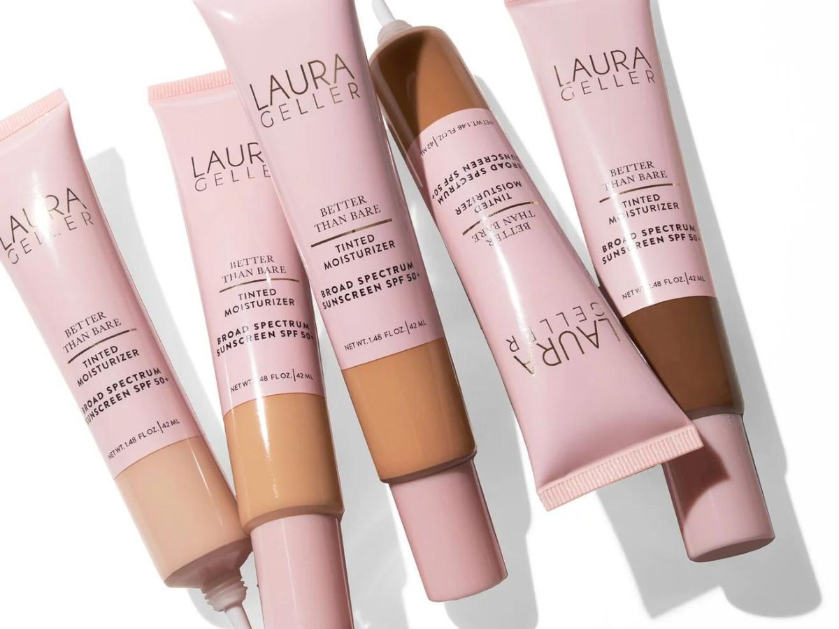 various bottles of Laura Geller Better Than Bare Tinted Moisturizer