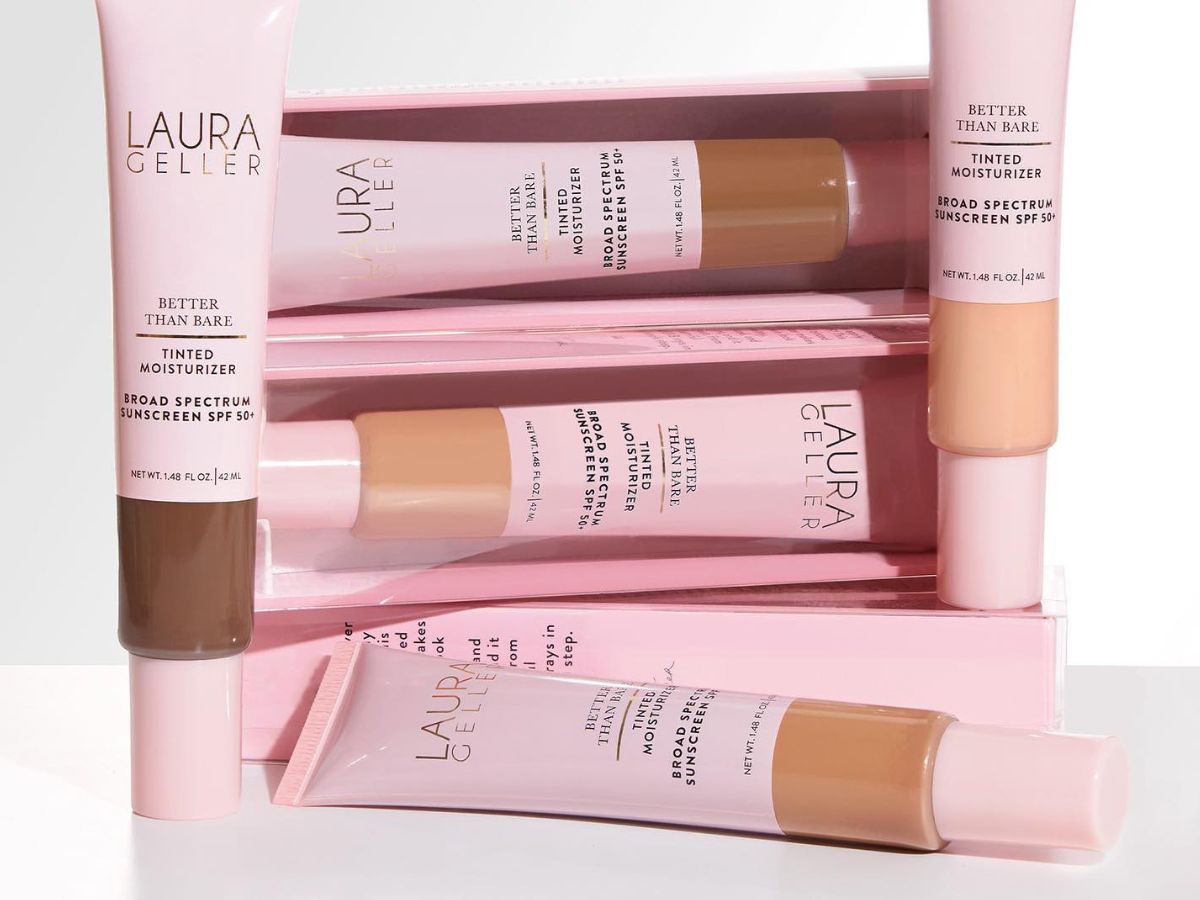 various bottles of Laura Geller Better Than Bare Tinted Moisturizer