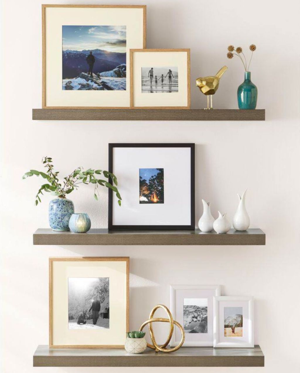 Natural Brown Frame with White Matte Gallery Wall Picture Frames