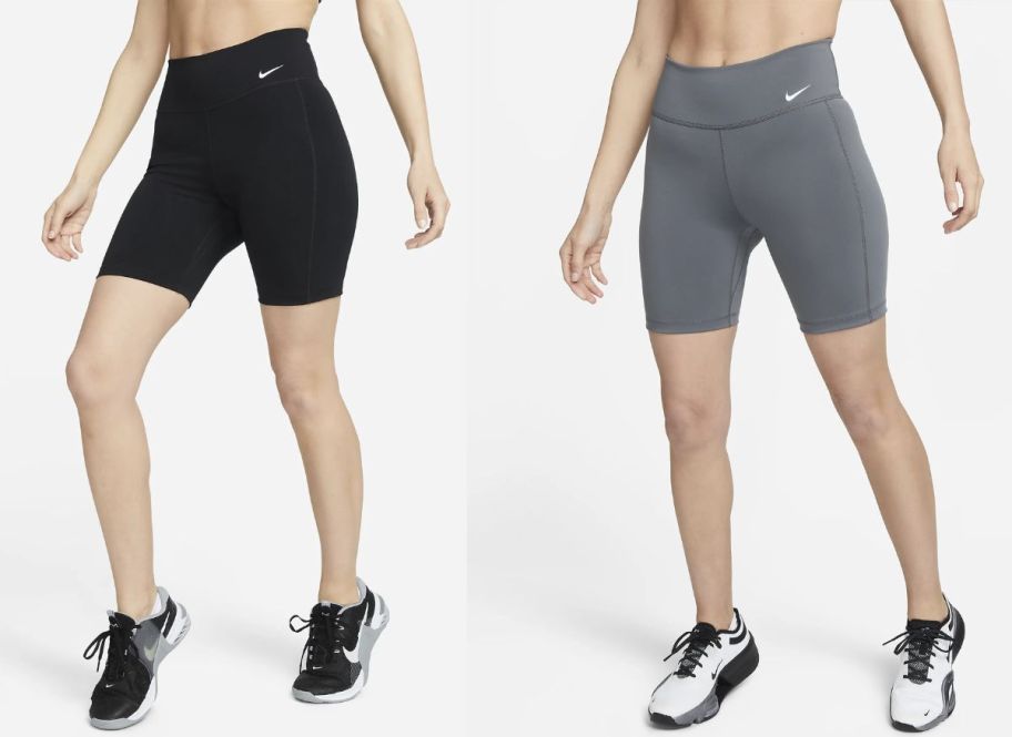 two models wearing biker shorts