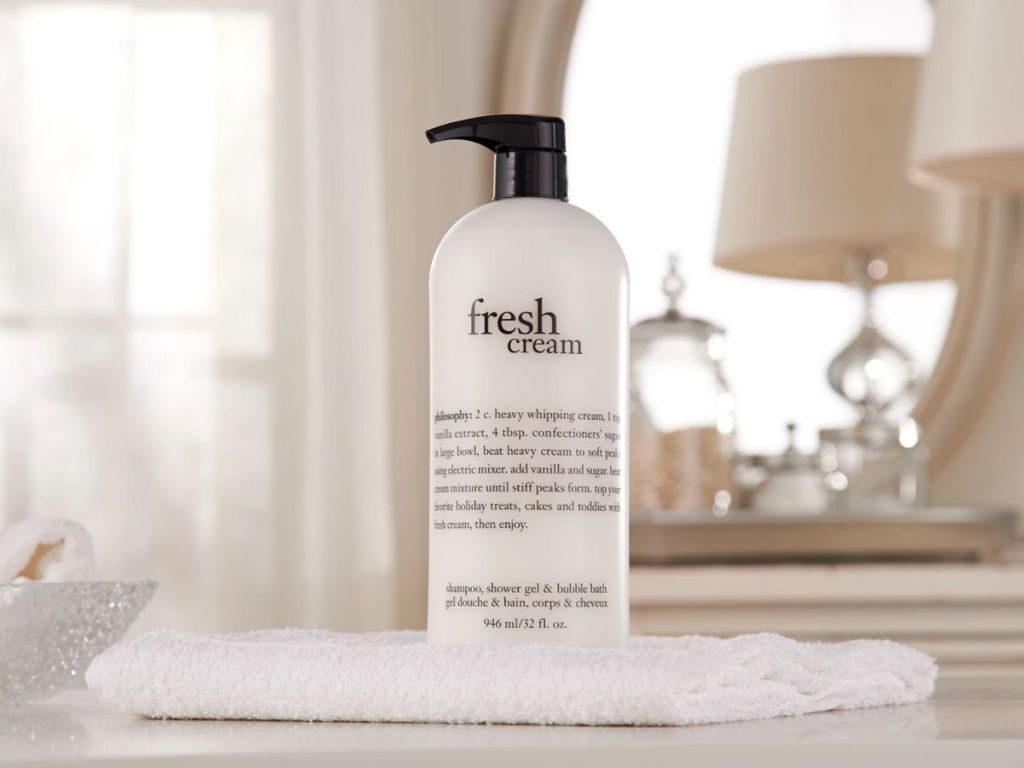 Philosophy Cream Shampoo on towel