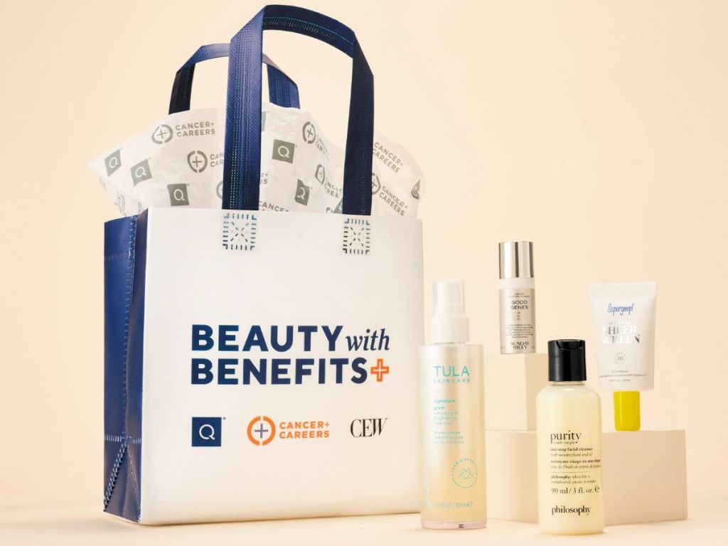 QVC Beauty with Benefits Bag and skincare samples