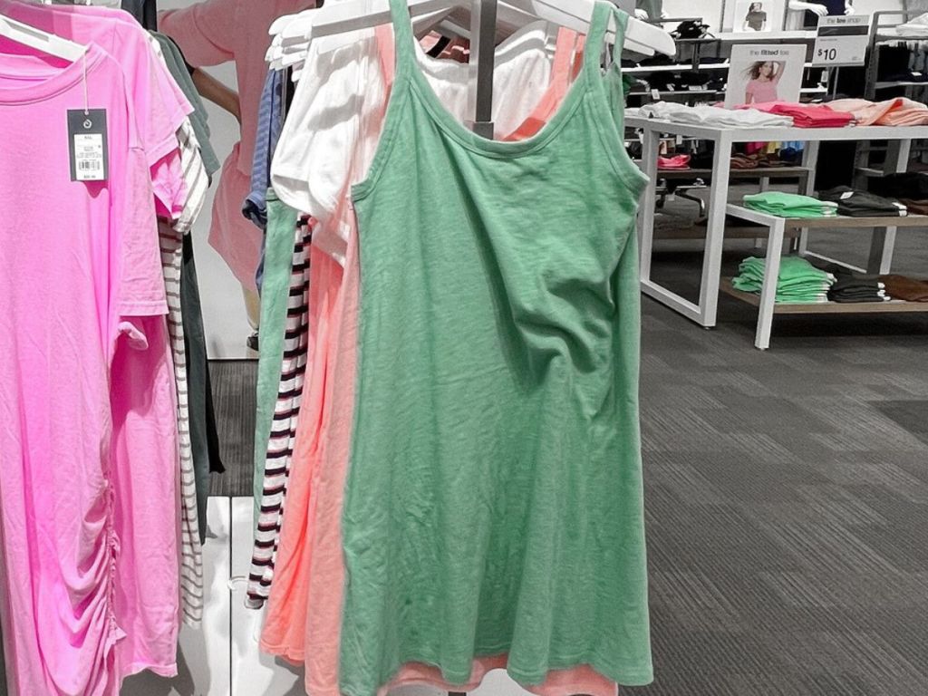 Tank Dress hanging on rack at Target