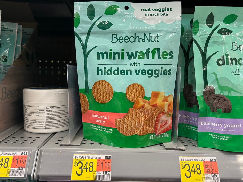 beechnut mini waffles on shelf in walmart