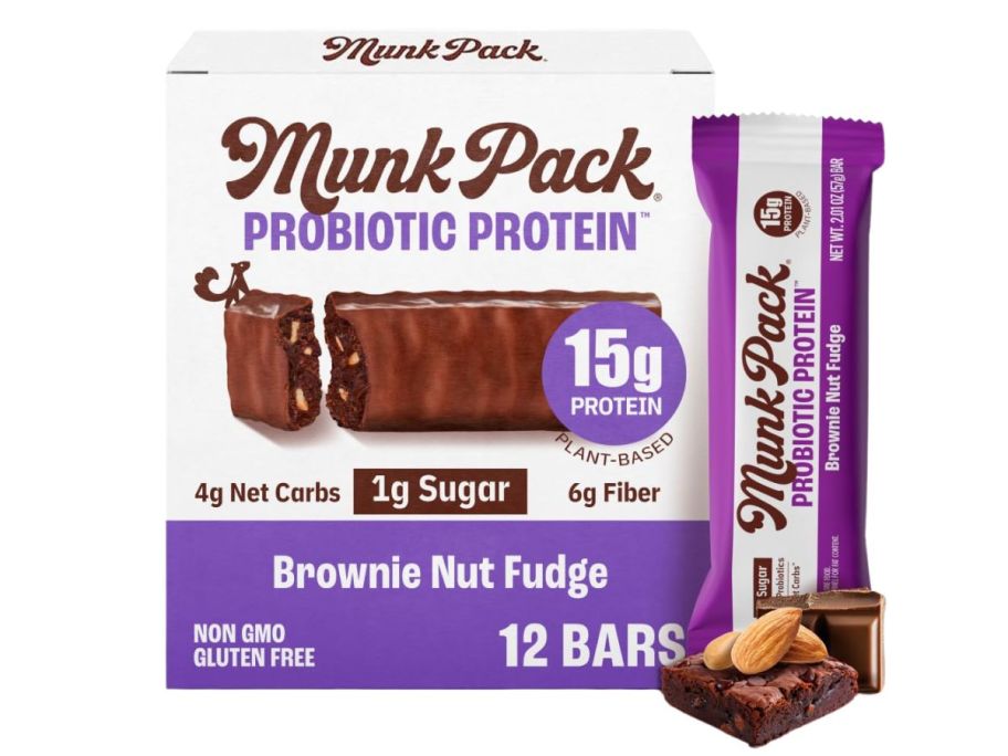 Munk Pack Probiotic Protein 12-Pack - Brownie Nut Fudge box stock image