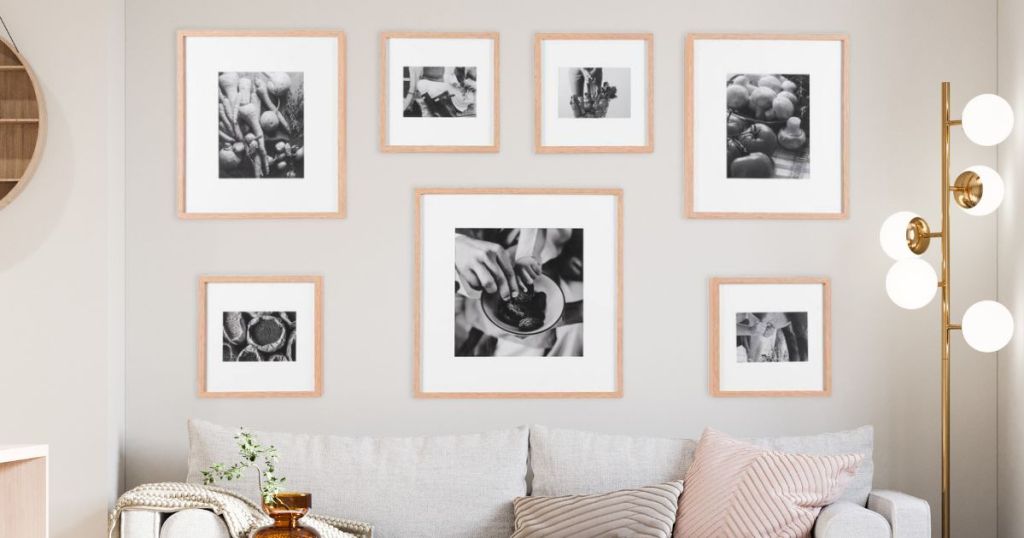 7 -piece frame set from home depot arranged as gallery wall