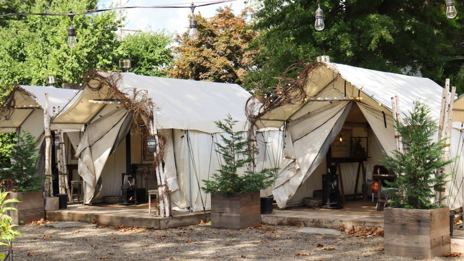 row of tents outside