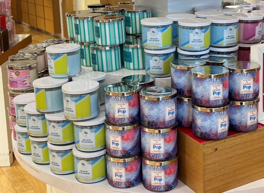 Display of Bath & Body Works candles at the store
