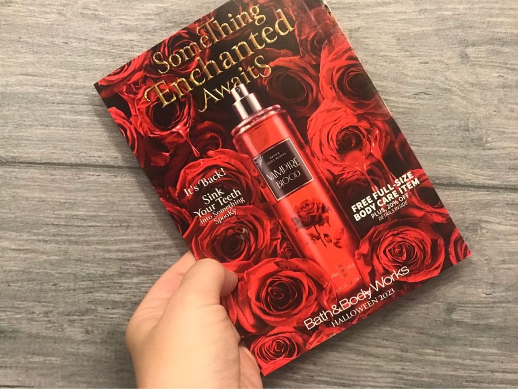 A red mailer from Bath and Body Works