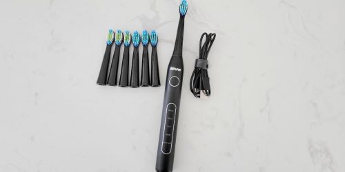 GO! Rechargeable Electric Toothbrush w/ 8 Brush Heads & Holder Just $11 on Amazon