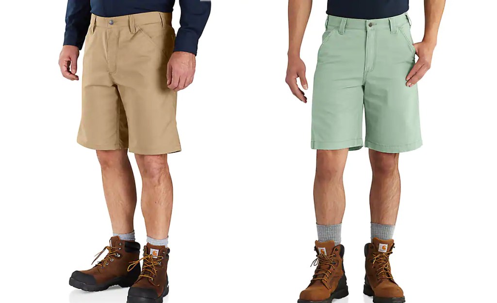 two pairs of men's carhartt shorts