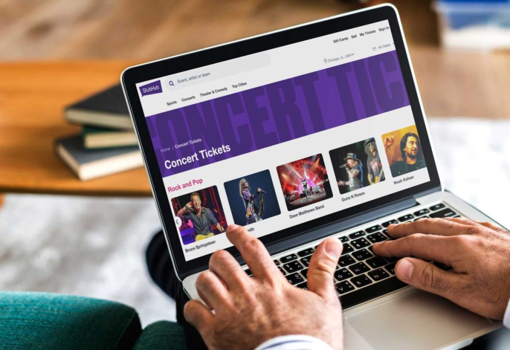 person searching for concert tickets on StubHub and wondering is Stubhub legit