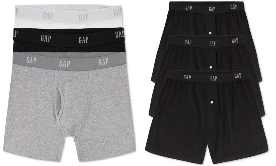 grey and black sets of mens boxers