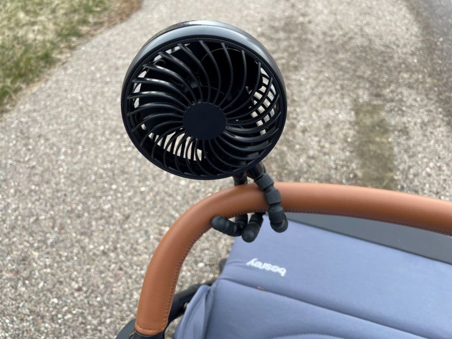 Fan attached to a stroller