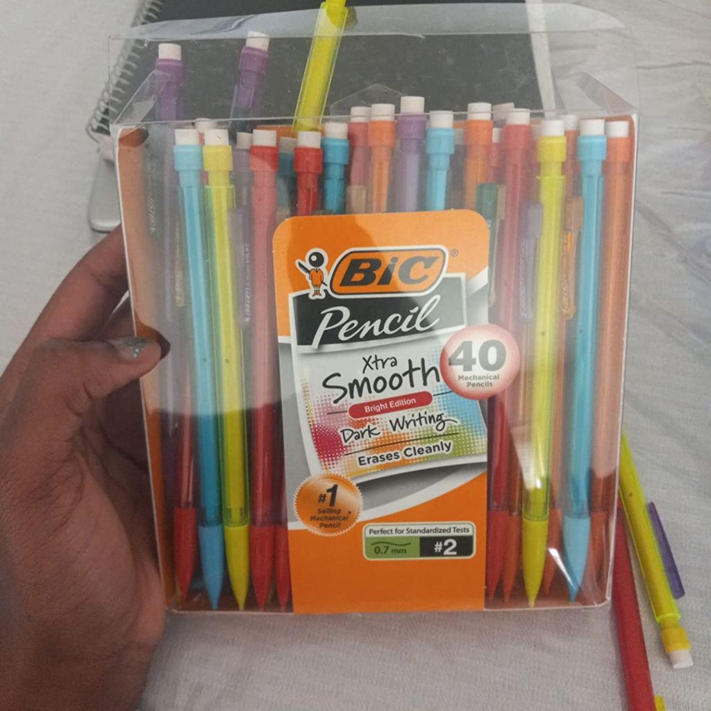 BIC Xtra-Smooth Mechanical Pencils - Bright Edition 40-Count in a woman's hand