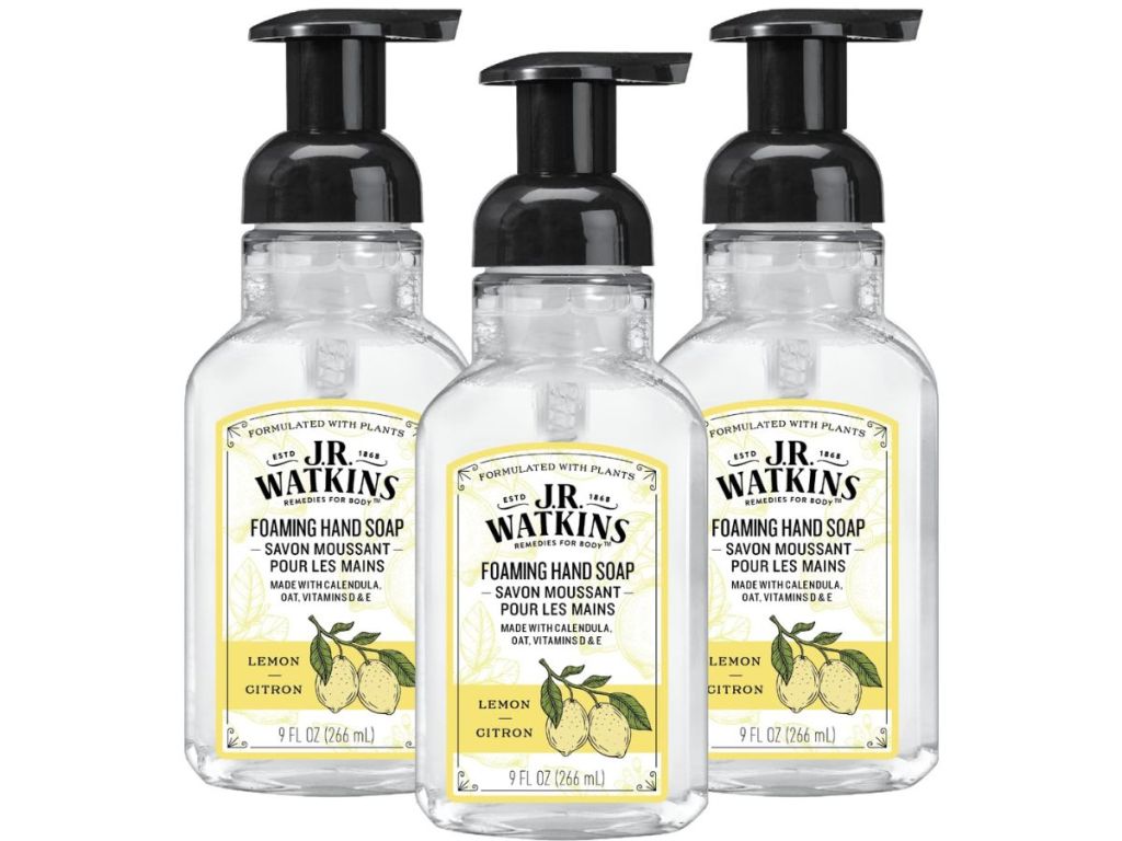 3 bottles of lemon hand soap from J.R. Watkins
