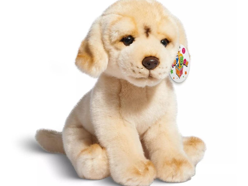 yellow stuffed toy dog